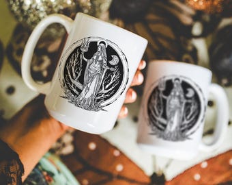 Triple Moon Goddess Mug | Witchy Moon Phases Ceramic Mug | Hecate Mug | Witchy Mug | Pagan Mug | Gift For Pagan