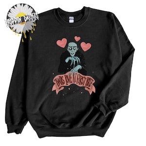 Nosferatu Oversized Graphic Sweatshirt, Black Metal, Vintage Goth Vampire Horror Movie Apparel, Count Orlock T-Shirt Memorabilia Merch