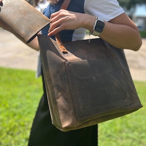 Large Leather Tote Bag for Women | Leather Laptop Bag | Leather Handbag | Laptop Work Student Bag | Leather Tote bag | Gift for Her