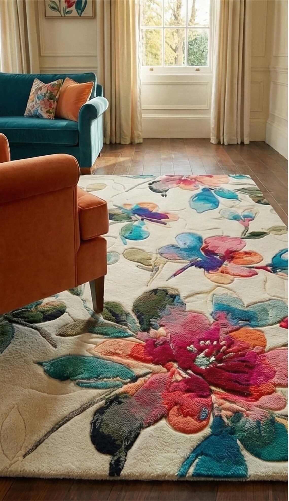 Maximilast Rug Vivid Bloom Floral Rug - Hand-tufted Maximalist Botanical Area Rug ...