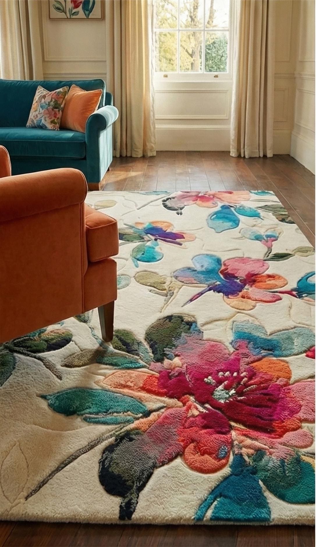Rich Flower Rugs Hand Tufted Floral Rug, Botanical Area Rug - Luxury Sculpted Pink ...