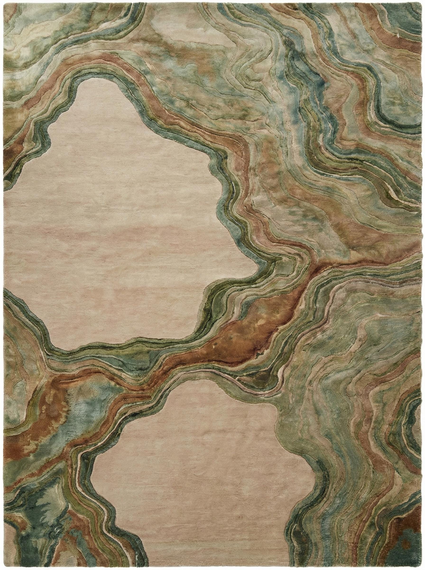Hand-tufted Wool Area Rug – Green Marble Abstract Design - Etsy
