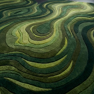 Hand Tufted Blue Abstract Rug, Modern Contour Area Rug, Luxury Wool Carpet, Artistic Wave Rug, Contemporary Statement Rug, Custom Size Rug image 17