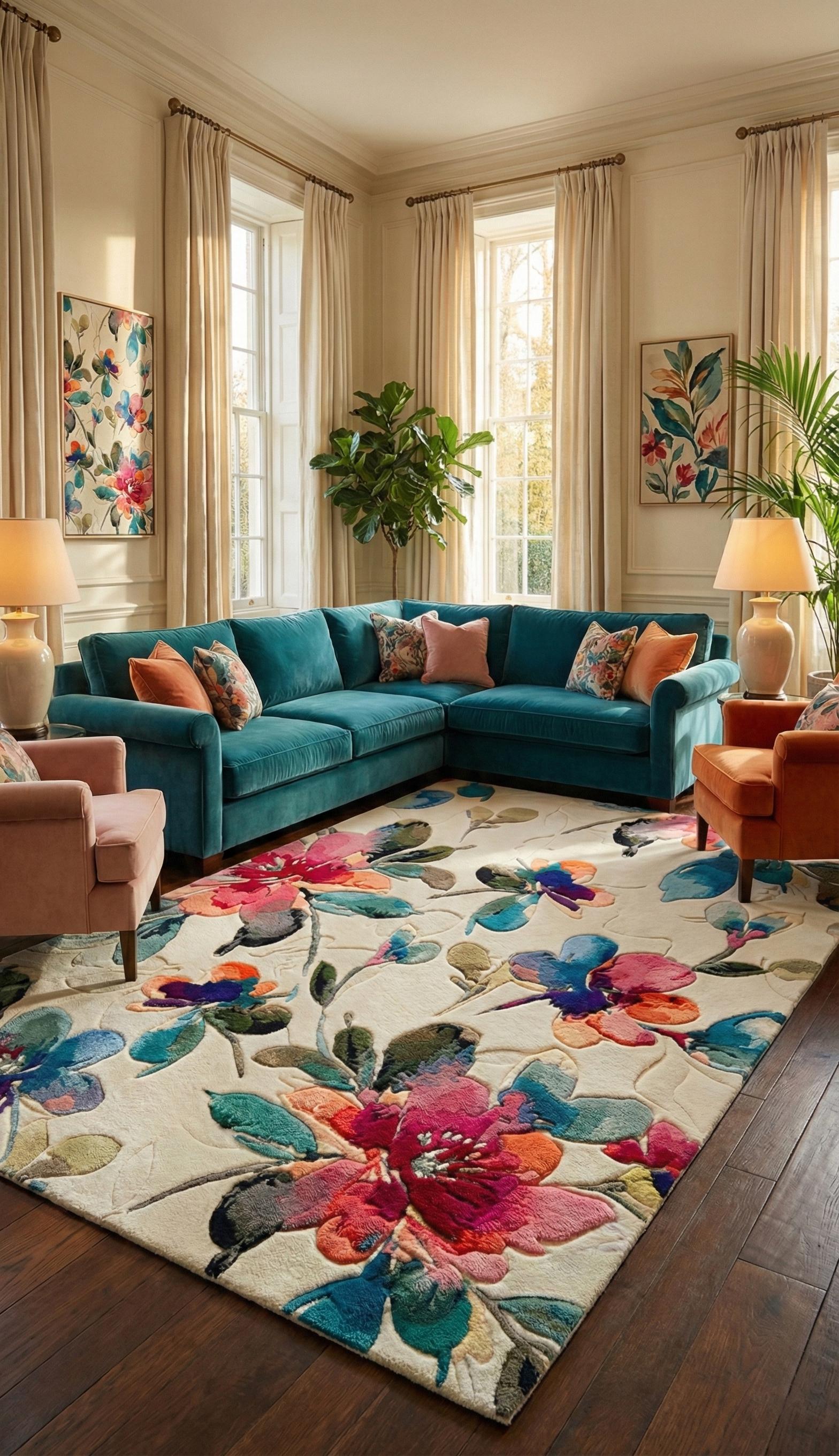 Hand Tufted Floral Rug, Botanical Area Rug - Luxury Sculpted Pink ...