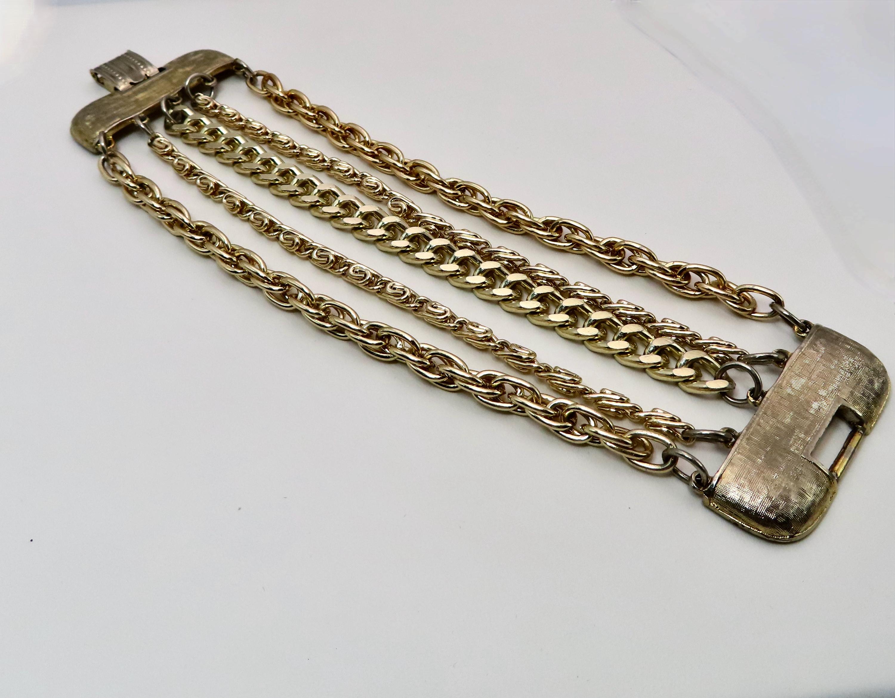 Coro Bracelet Vintage 5 Chains 40s 50s Costume Jewelry Bracelet