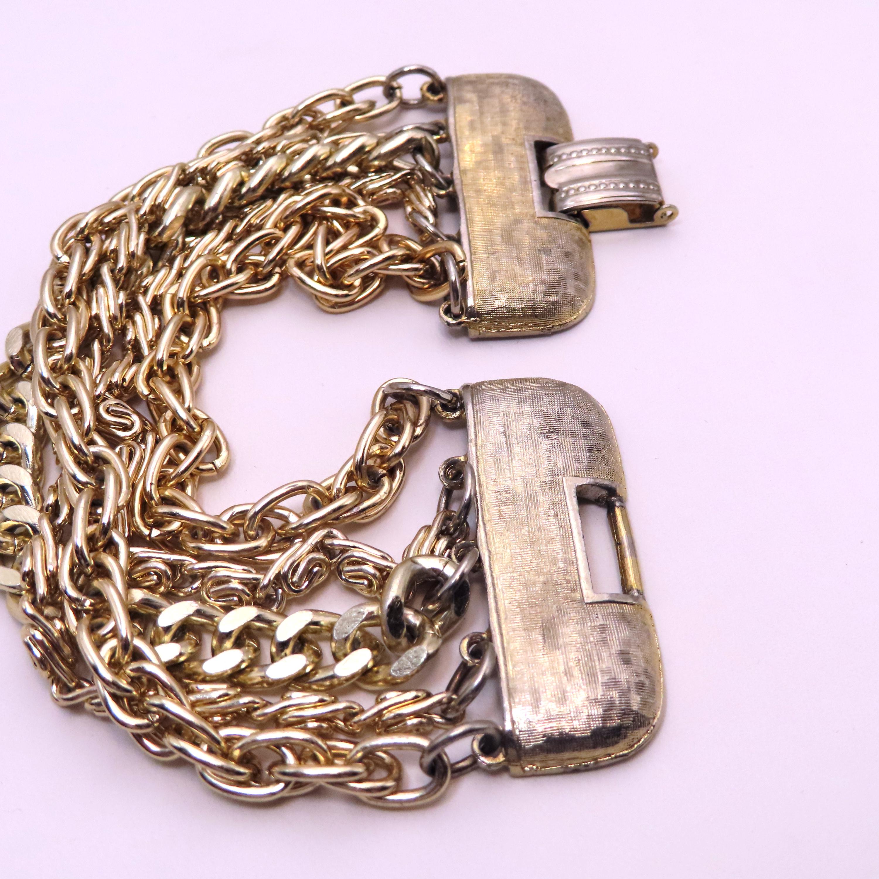 Coro Bracelet Vintage 5 Chains 40s 50s Costume Jewelry Bracelet