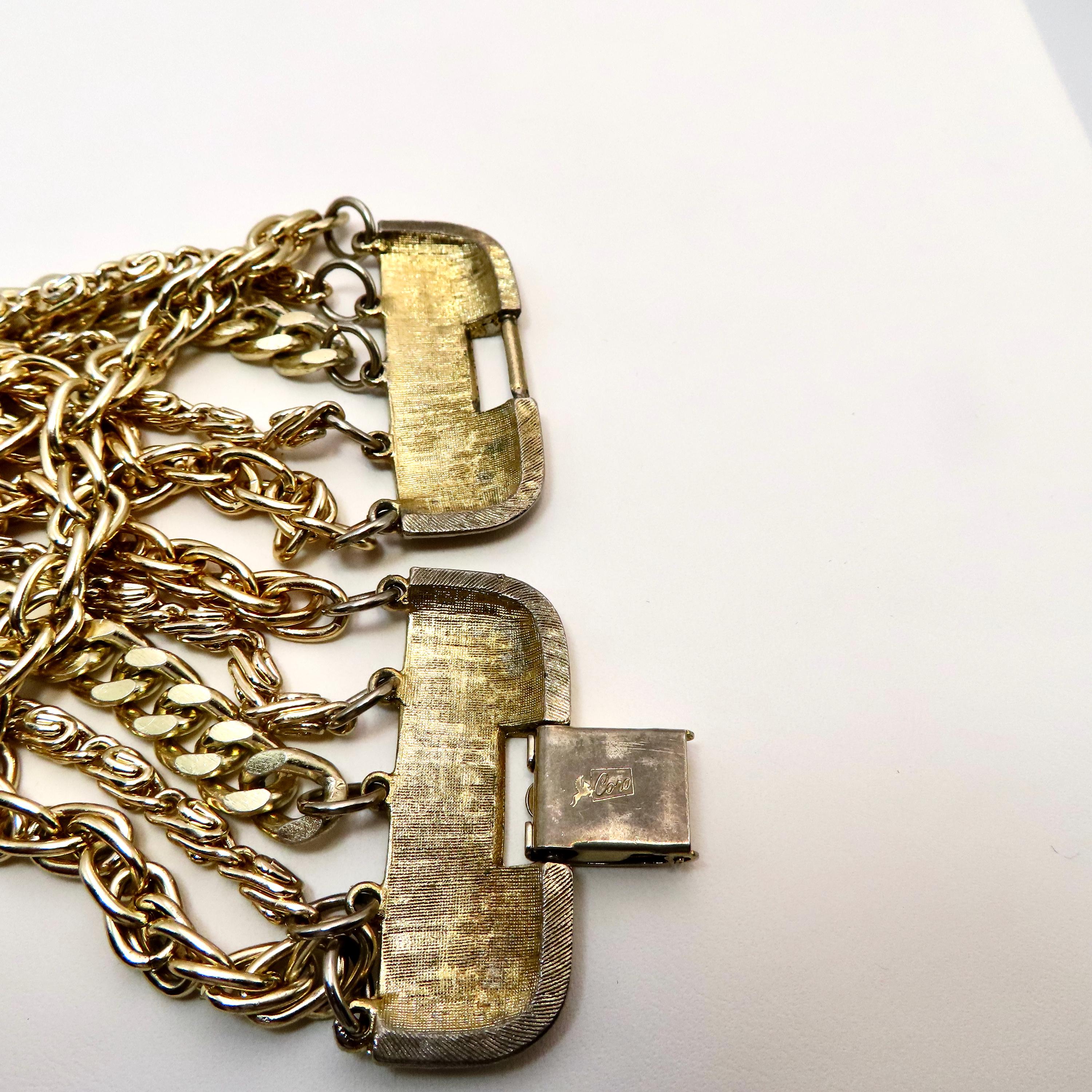 Coro Bracelet Vintage 5 Chains 40s 50s Costume Jewelry Bracelet