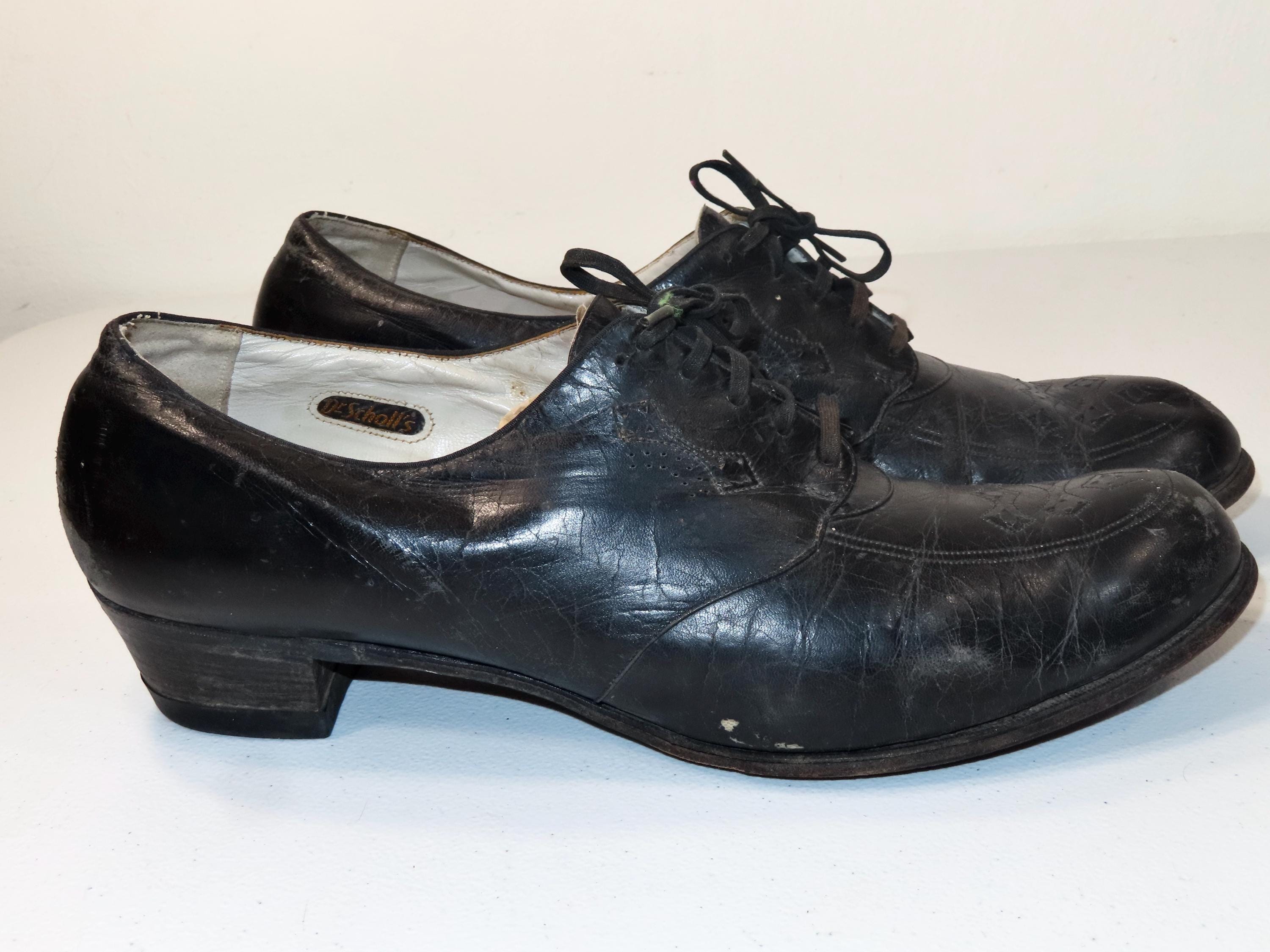 Sz 11 -12 Dr Scholl's Women Walking Shoes Very Rare Vintage 1930s 40s Custom Made Oxford Style Nun Shoes Grandma Old Lady Lace Up