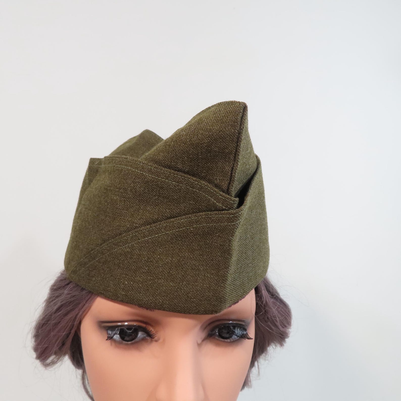 Service Hat Army Enlisted Vintage Service Hat Olive Drab Green Wool Serge 40s ...