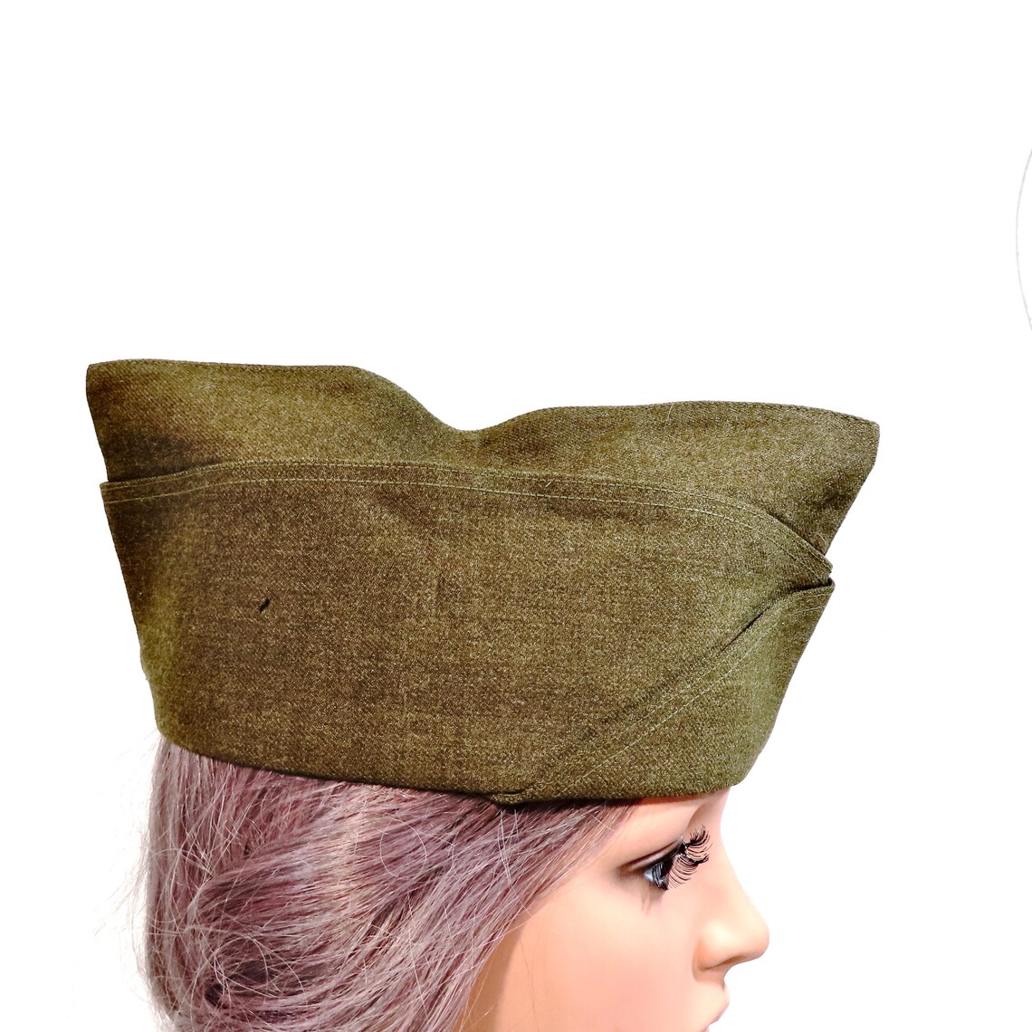 Service Hat Army Enlisted Vintage Service Hat Olive Drab Green Wool Serge 40s ...