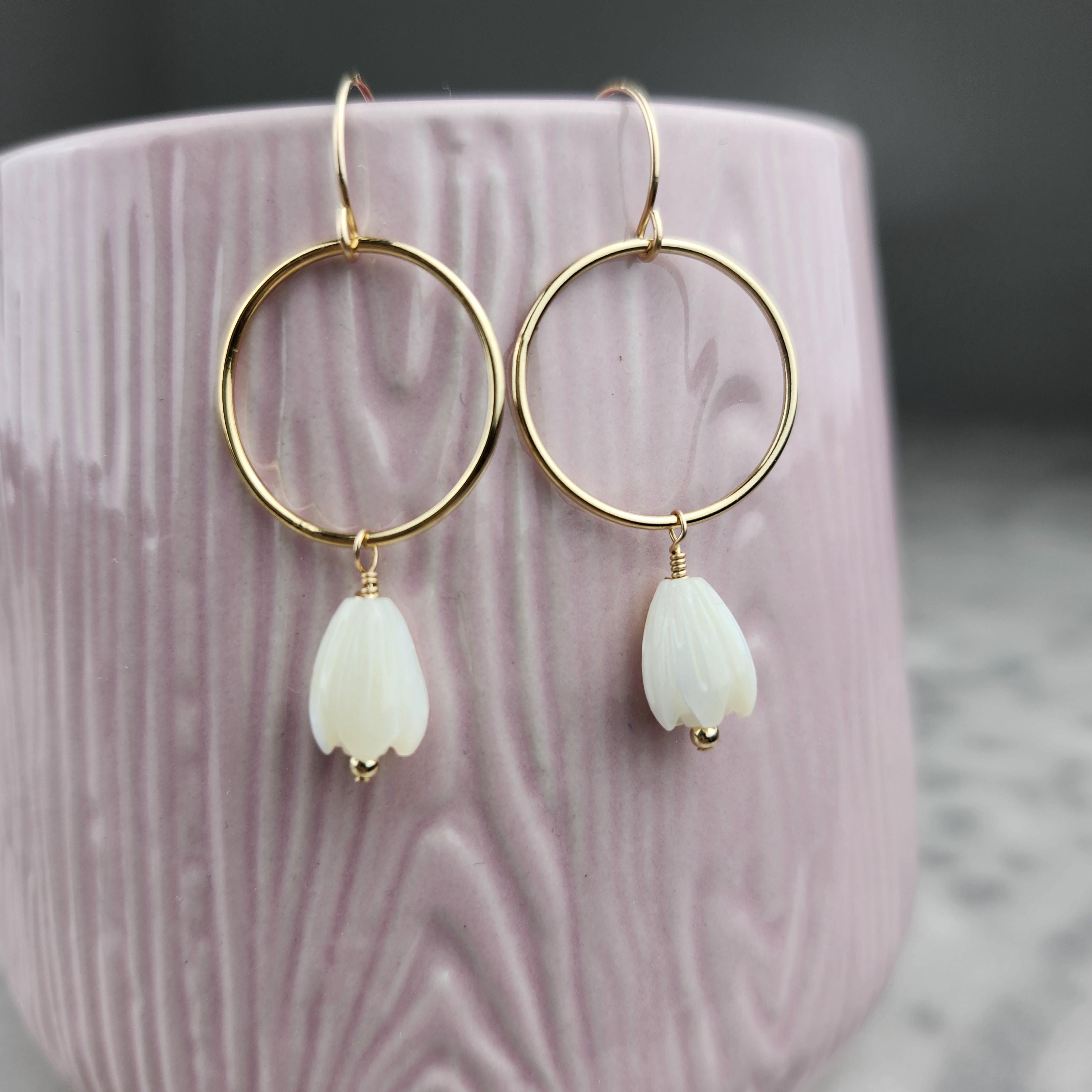 Jasmine Flower Hoop Earrings