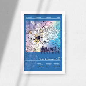 Frieren Beyond Journey&#39;s End - Printable Anime Poster  - Cozy Anime Art - Aesthetic Art Print - Home Decor - Digital Download - Blue