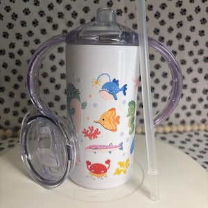 Ocean Creatures Sippy Cup: 12oz Leakproof Toddler Cup with Straw