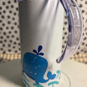 Wally the Whale Sippy Cup: 12oz Insulated Stainless Steel Toddler Cup
