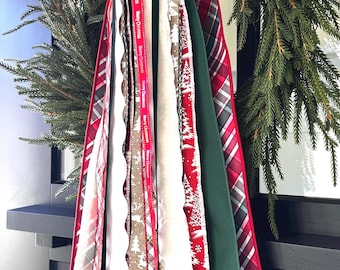 Merry Plaid 4" Bow Christmas Ribbon Bundle Set Wreath Bow with clip- 24"-25" long