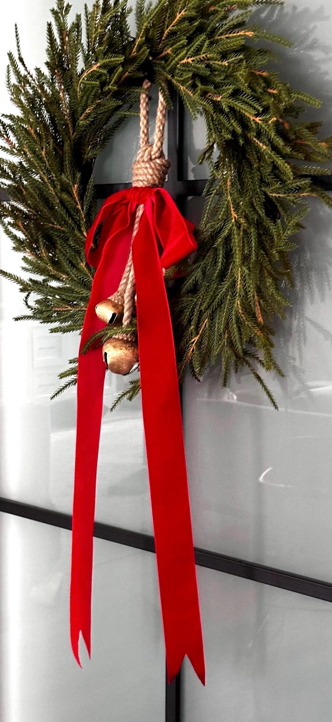 Velvet Bow & Bells, Wreath Decor, Tree Topper Modern Simple Bow - Etsy