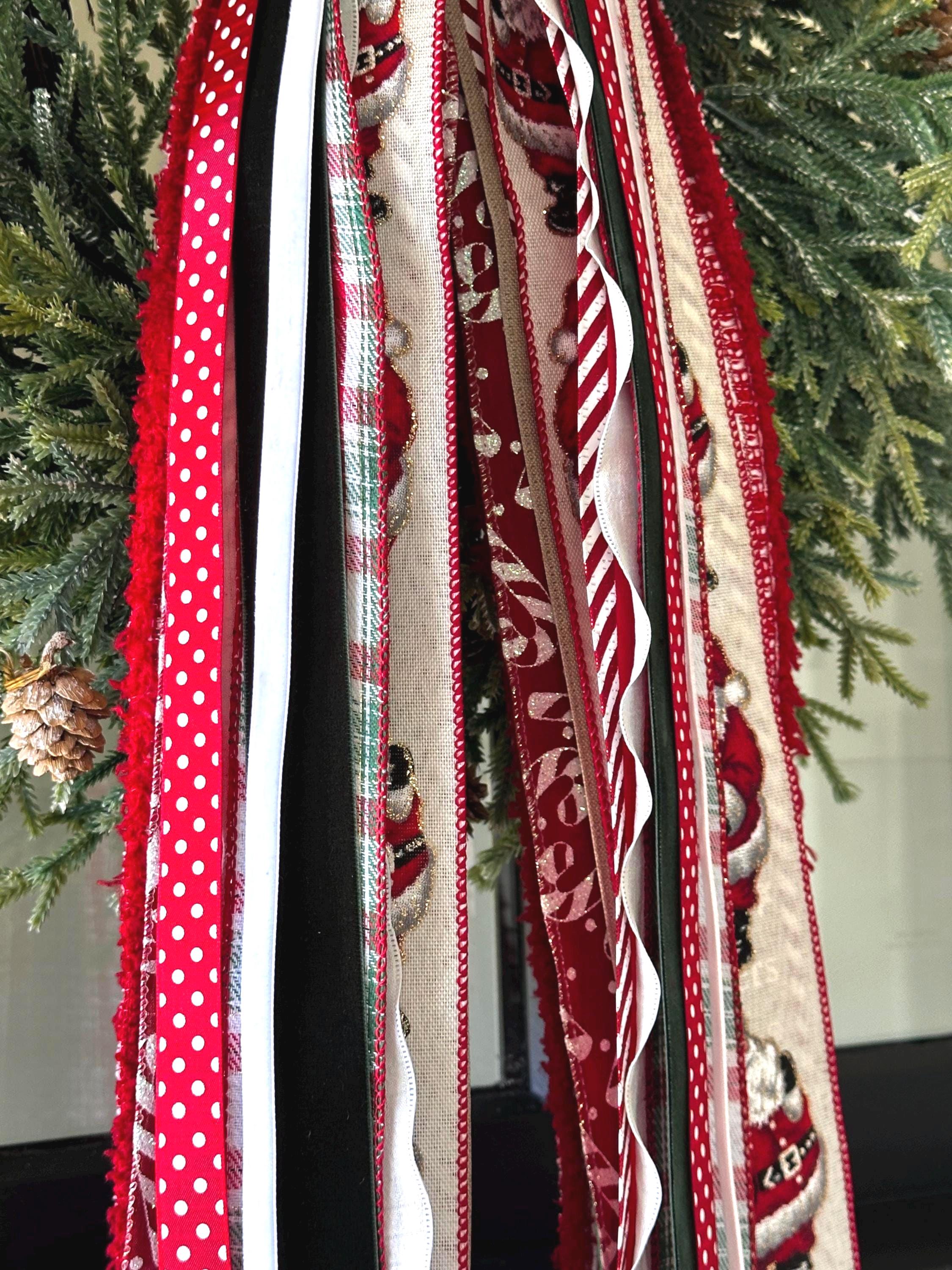 Ruby Lane Ribbons Candy Cane Lane Christmas Ribbon Bundle Set Wreath Bow With Clip- 24 ...