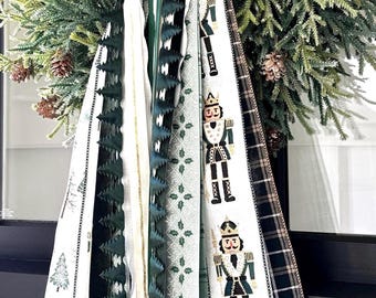 Nutcracker Christmas Ribbon Set Wreath Bow with clip 24" long