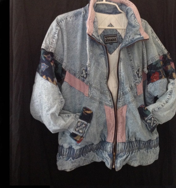 1980s KARIZMA puffer coat, insulated denim coat, j