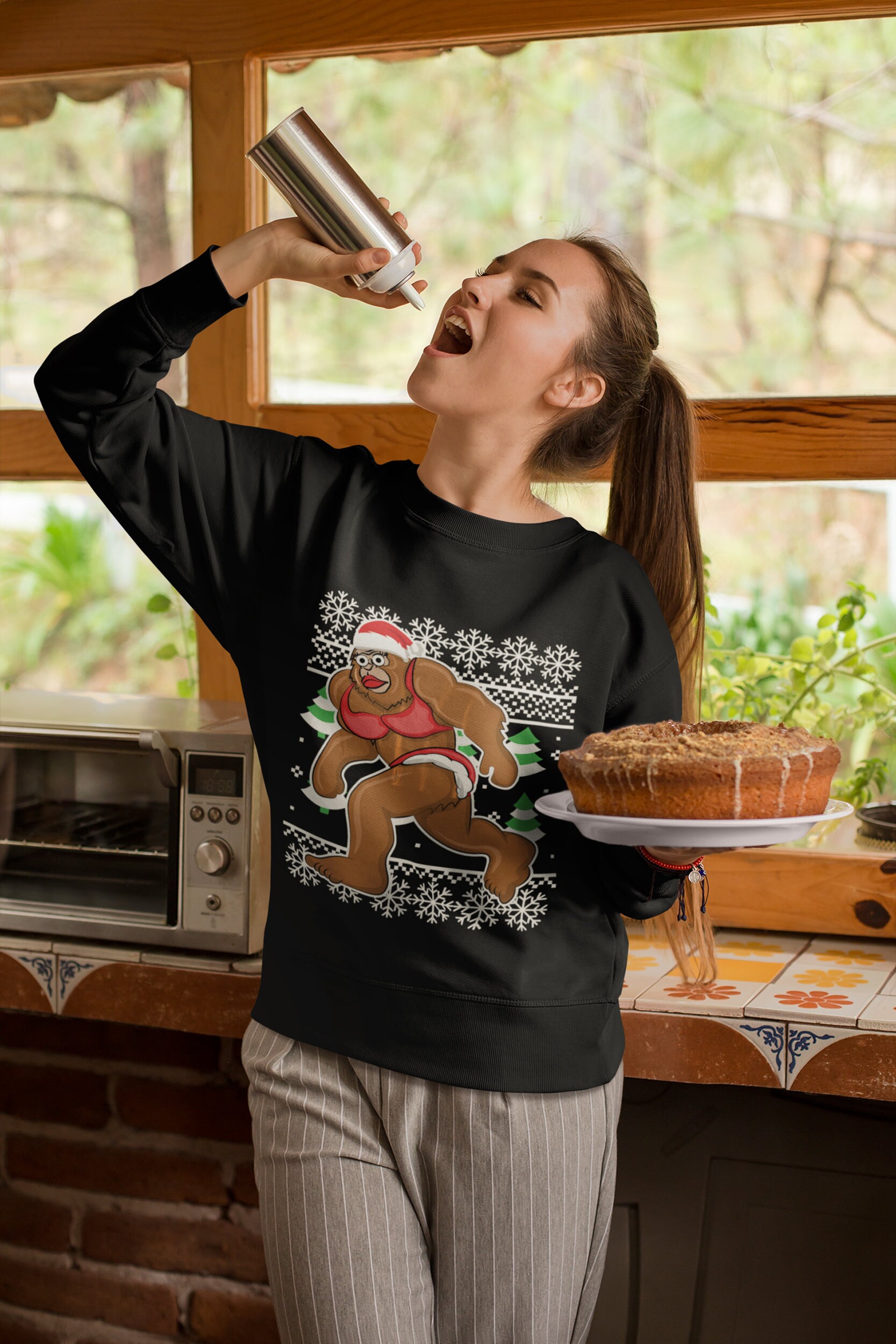 Bigfoot Bikini Ugly Christmas Sweater 