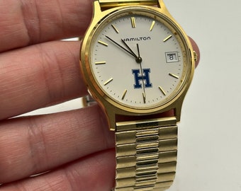 ジャンク　HAMILTON ゴールド腕時計　ジェント Vintage Men's Hamilton Swiss Quartz Gold Tone Octagon Face