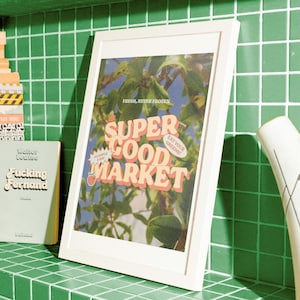 Retro Super Good Market Digital Print 420 Wall Art, Bar Cart Decor, Vintage-Inspired Market Poster, Groovy Kitchen Art, 70s Style Wall Print