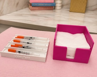 Syringe Holder, 4 Slot Injection Tray, Medical Supply Organizer, Medspa Storage, Aesthetic Clinic Organizer, Labeled Syringe Tray