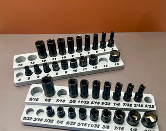 1/4 Drive Socket Organizer Set, Metric SAE Deep Shallow Tray, Toolbox Holder
