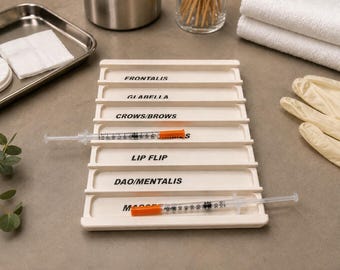 7 Slot Labeled Syringe Holder, Med Spa Injector Organizer, Botox Supply Tray