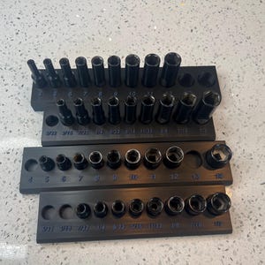 Socket tray 1/4, SAE & Metric, 3D printed, Magnetic, Toolbox Drawer Organization, Tool Organizer Tray