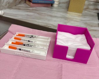 Syringe Holder, 4 Slot Injection Tray, Medical Supply Organizer, Medspa Storage, Aesthetic Clinic Organizer, Labeled Syringe Tray