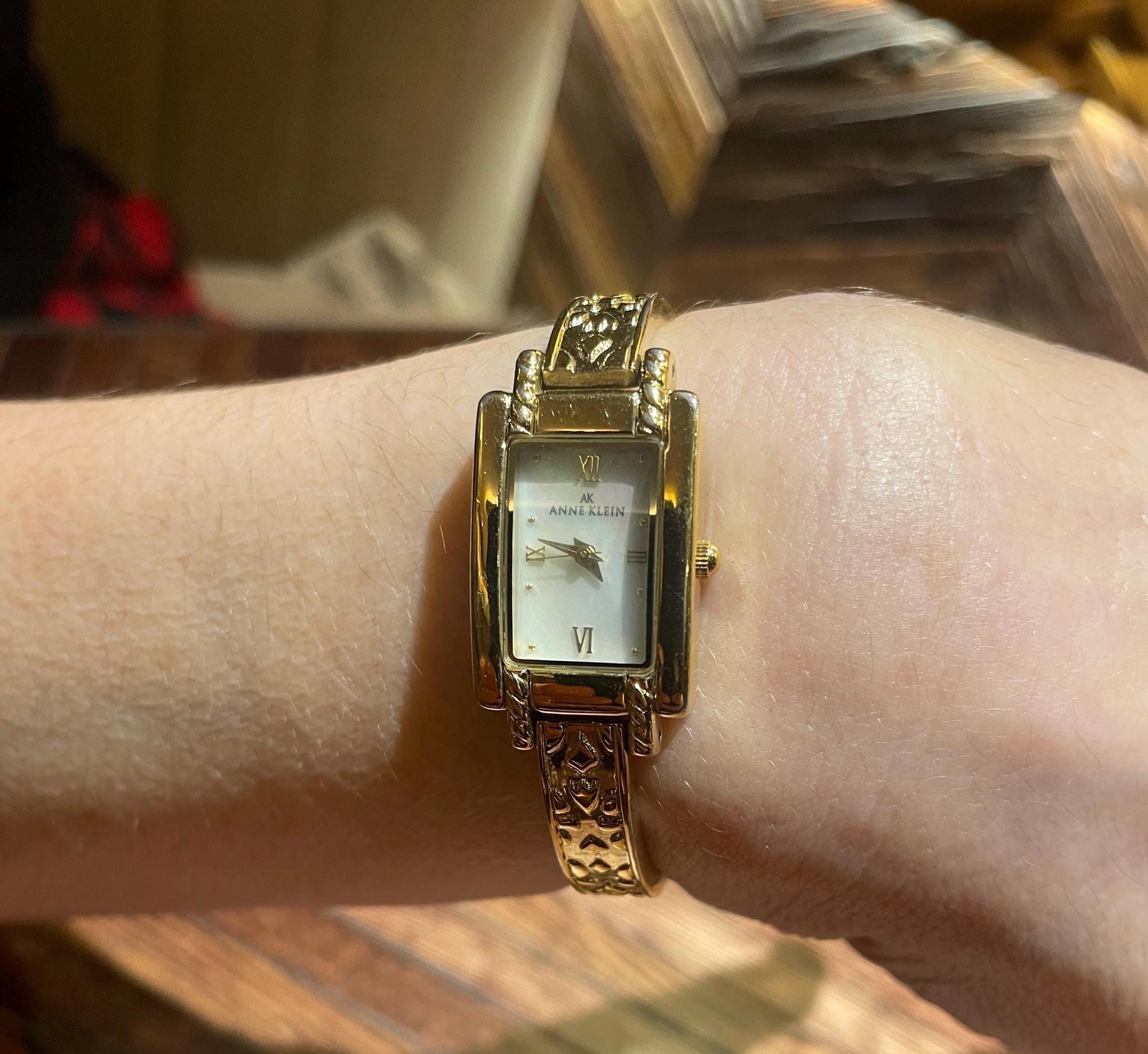 Anne Klein Vintage Manual Wind Gold Rectangle Bangle Watch Art Deco Rectangular Case Bangle Watch | Anne Klein main image 3