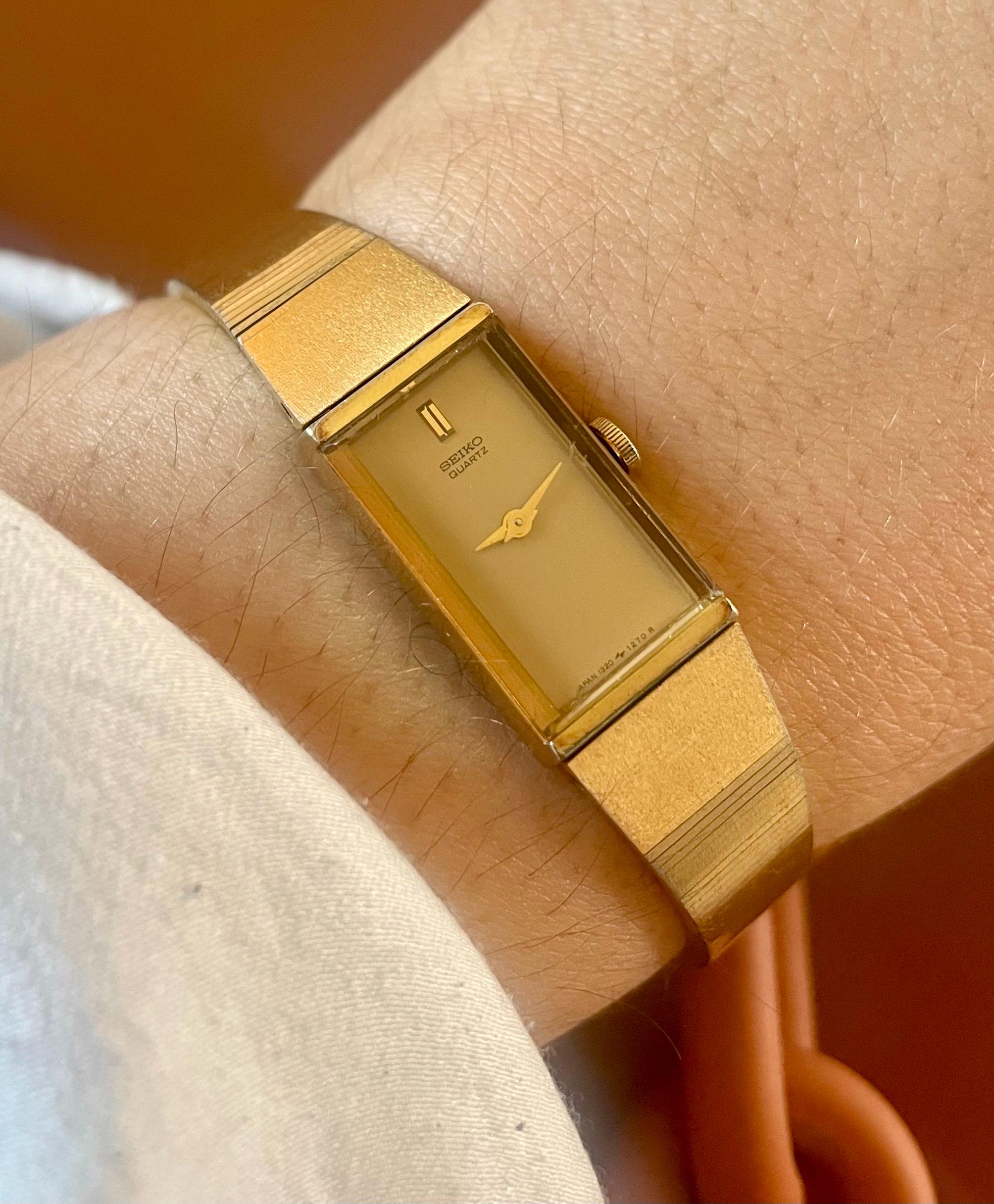 SEIKO セイコー タンク ローマン レディース ゴールド 腕時計 クォーツ SEIKO】 ヴィンテージ セイコー 女性用クォーツ腕時計 ゴールド