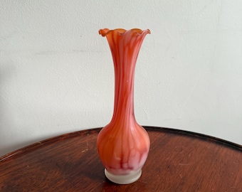 Vintage Orange Art Glass Vase