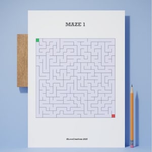 Printable Maze Puzzles for Adults, 20 Medium Difficulty Brain Teasers, High Contrast Instant Download, Activity for Seniors & Advanced Kids