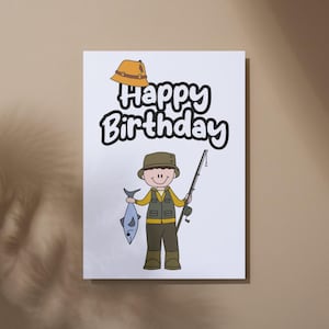 Angeln Geburtstagskarte druckbare, lustige Karte für Fischer, alles Gute zum Geburtstag Vater Opa, Sofort Download, Angler Hobby Karte für Ihn