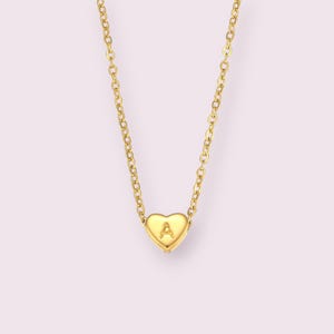 Minimalistische kleine Love Initial Halskette - 18K Vergoldeter Mini Herz Buchstabe Anhänger