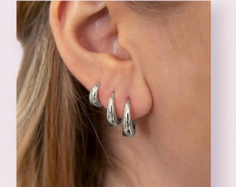 3 Pairs Chunky Gold Color Hoop Earrings Set – 2024 Trend Stackable Jewelry for Women and Girls