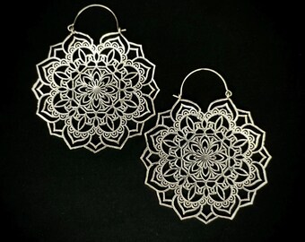 Large ethnic hoop earrings