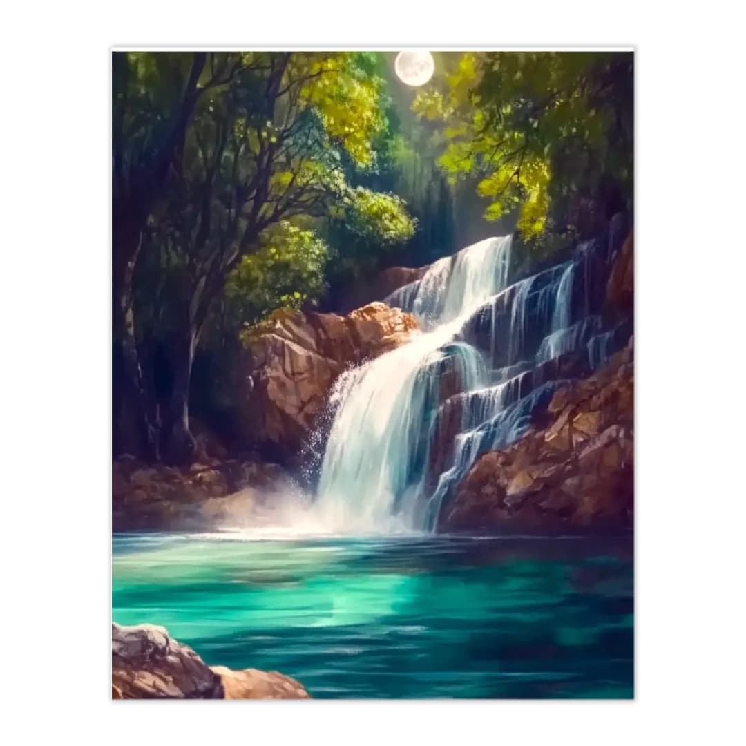Forest Waterfall Paint by Number Kit | DIY Acrylic Painting, 16x20 ...