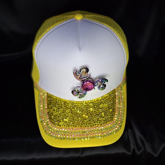 Rhinestone Fidget Spinner Hat: Joy