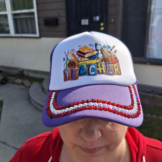 Teacher Appreciation Trucker Hat, Rhinestone Detail