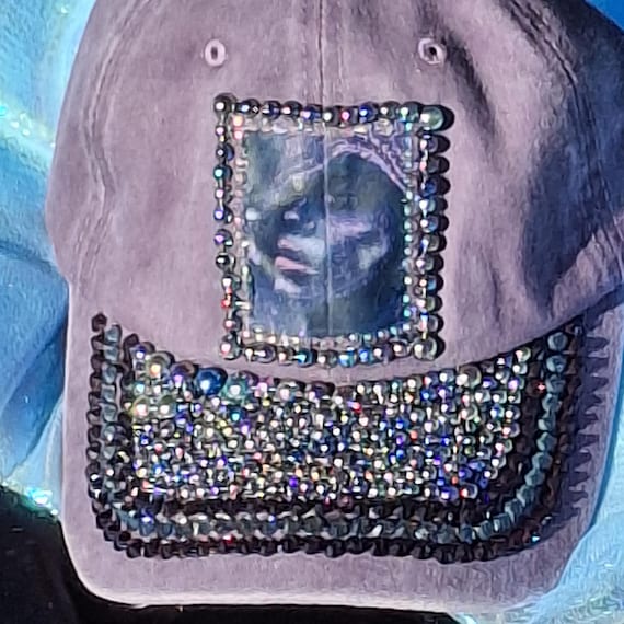 Gothic Girl Baseball Cap: Purple, Rhinestone Embellished, Unique Style