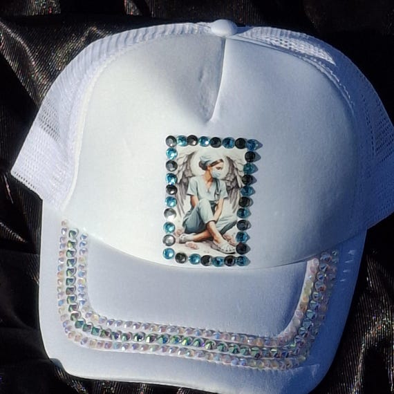 Nurse Angel Hat: Rhinestone Trimmed Medical Cap