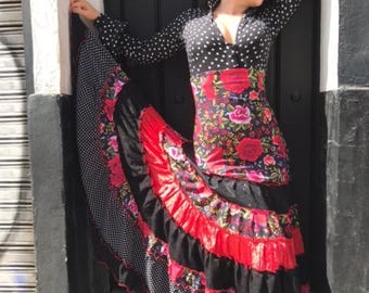 Flamenco Canastera Skirt “Sevilla Manila” – Handmade by Rita Rosa, Dramatic Volume & Fluid Movement