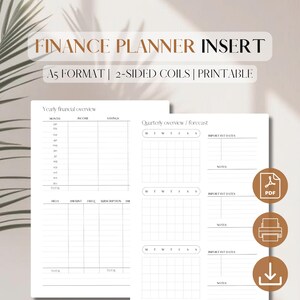 Finance Planner Insert | Budget Planner | Income Expense Log | Money Tracker Page | Savings Planner | PDF Printable | A5, 5.8 x 8.3, filofax