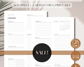 2025 Dated Weekly Agenda On 2 Pages - Horizontal | PDF Printable Planner Insert | Weekly Planner Refill | Week At A Glance | A5, 5.8 x 8.3"