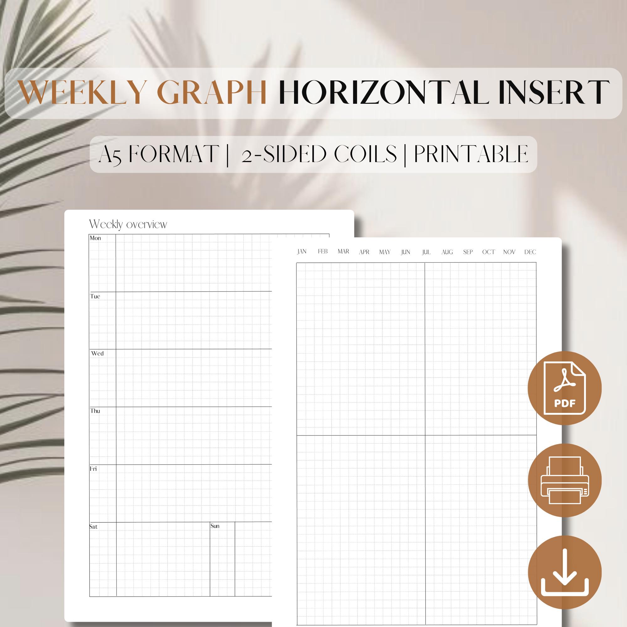 Weekly Graph Design Horizontal Weekly Graph Planner Insert UNDATED | Weekly Overview Insert ...