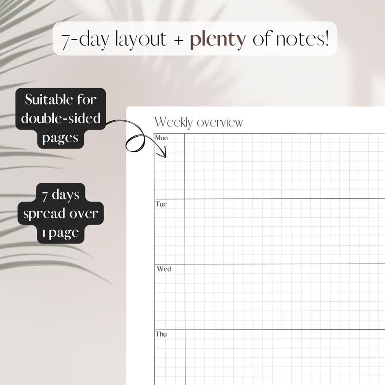 Horizontal Weekly Graph UNDATED | PNG Digital + PDF Printable Planner ...