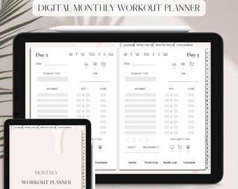 Monatlicher Digitaler Trainingsplaner & Tracker | Digitale Planung | Zuckerwatte